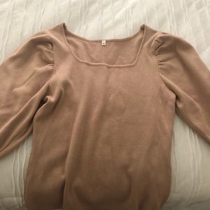 ASOS blush colored sweater with high shoulders